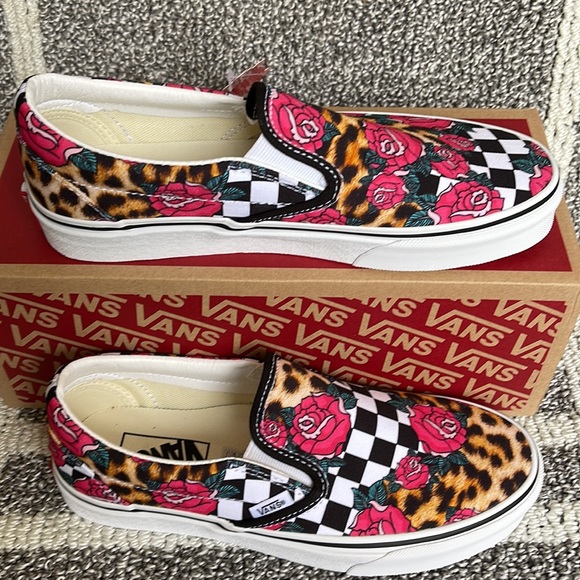 Vans Shoes - Vans Classic Slip-On Rose/Animal Check True White Multi WMNS
